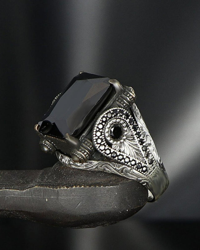Herren Ring 925 Silber Zirkon