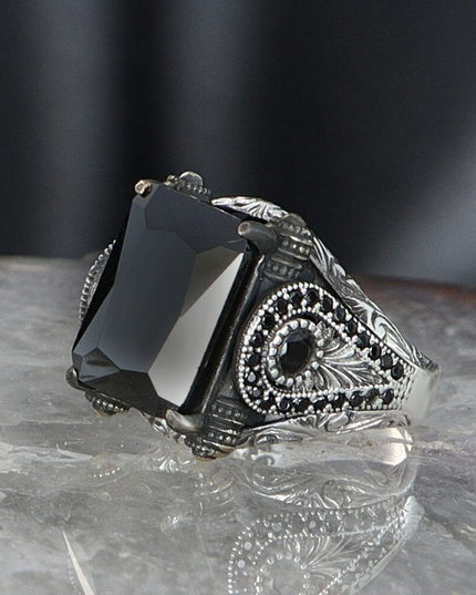 Herren Ring 925 Silber Zirkon