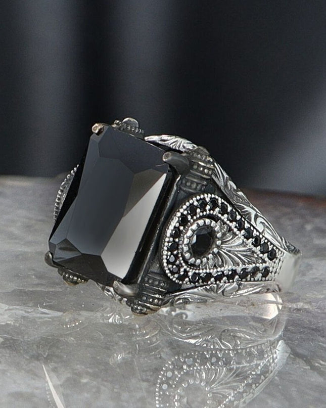 Herren Ring 925 Silber Zirkon