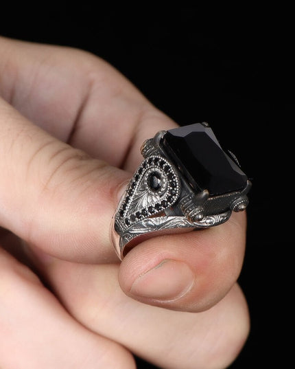 Herren Ring 925 Silber Zirkon