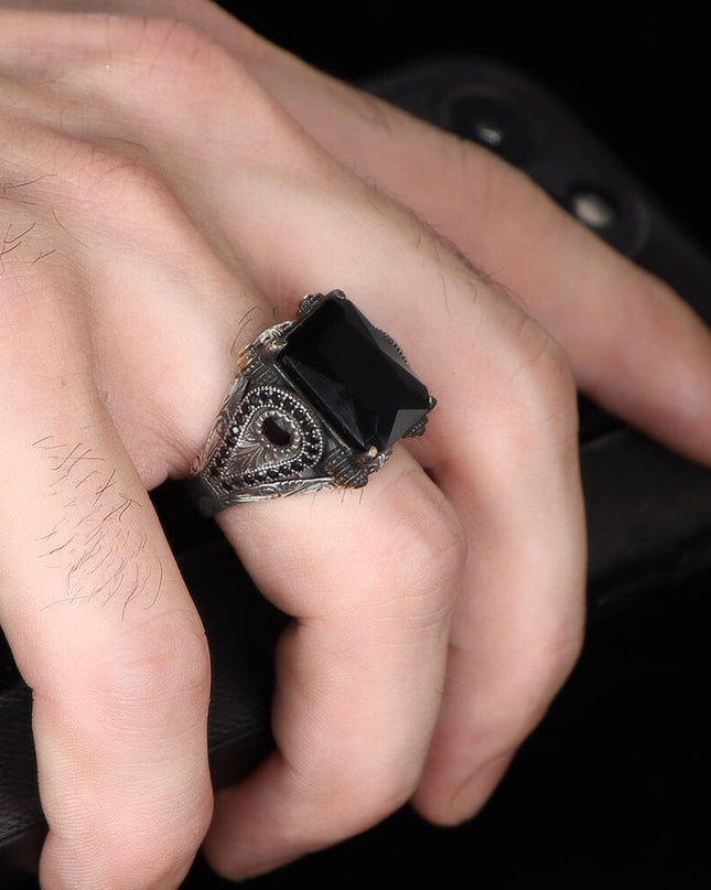 Herren Ring 925 Silber Zirkon