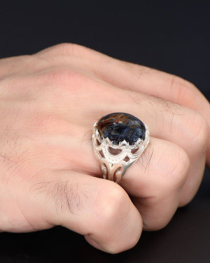925 Silber Pietersit Herrenring
