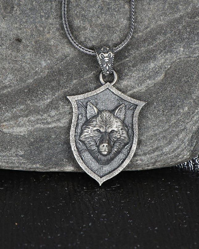 Wolf Halskette 925 Sterling Silber