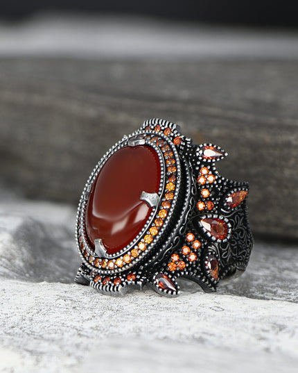 925 Silber Ring Achat Aqiq