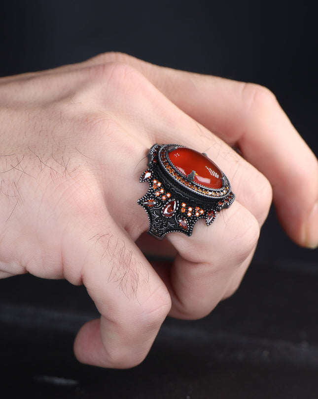 925 Silber Ring Achat Aqiq
