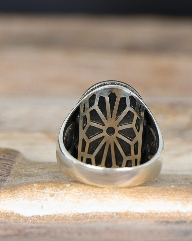 Herrenring aus 925er Sterlingsilber mit Tigeraugen-Stein