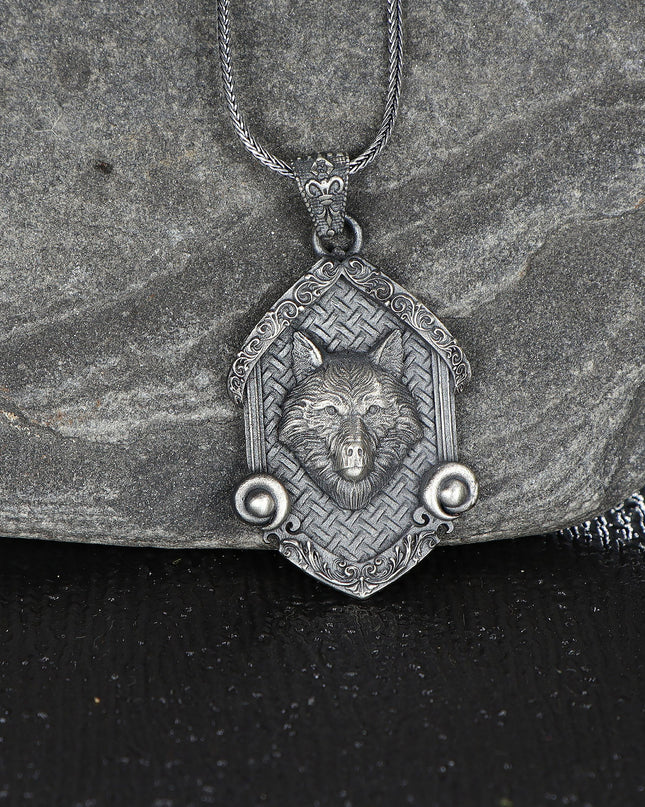 Wolf Halskette 925 Sterling Silber