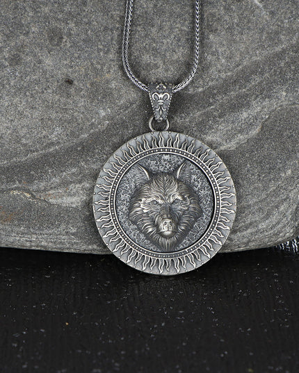 Wolf Halskette 925 Sterling Silber