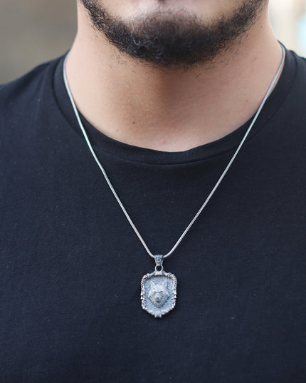 Wolf Halskette 925 Sterling Silber