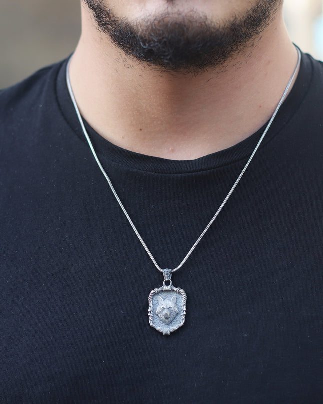 Wolf Halskette 925 Sterling Silber