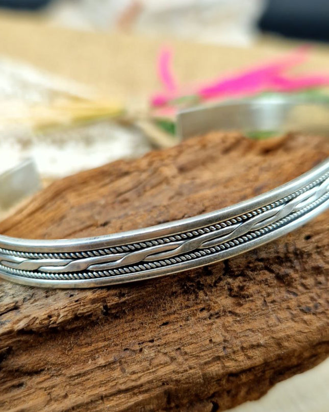925 Silber Unisex Handgemachter Armreif Bangle