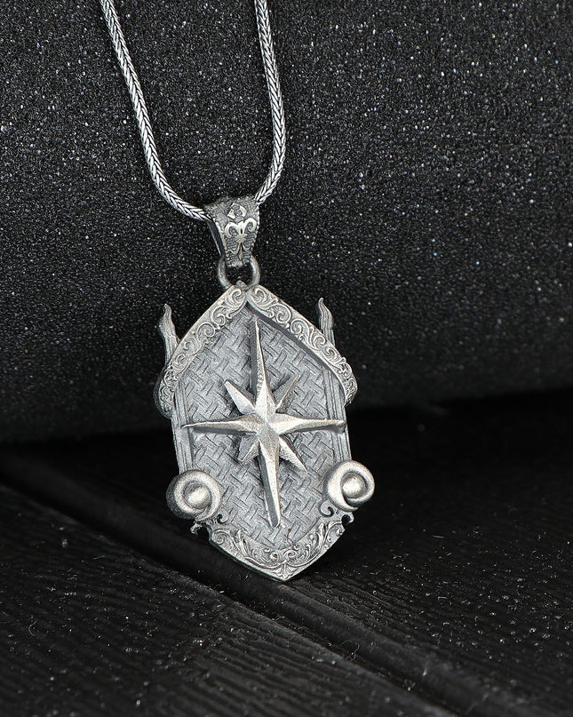 Kompass Halskette 925 Sterling Silber