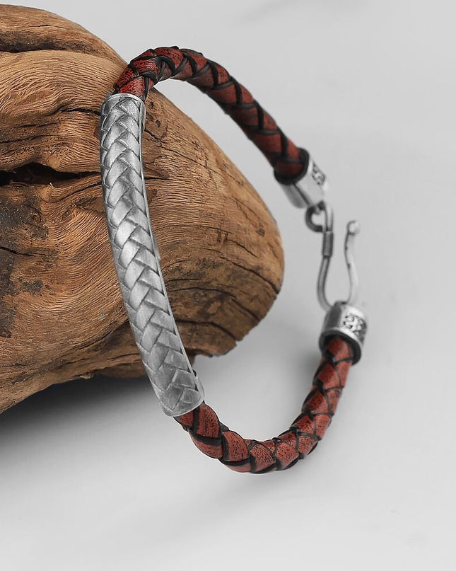 Leder Silber Armband