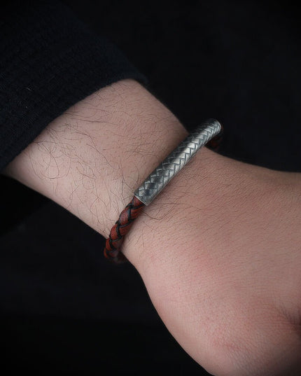 Leder Silber Armband