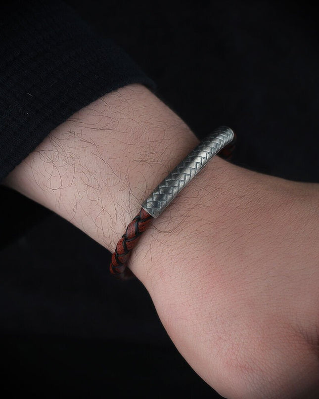 Leder Silber Armband