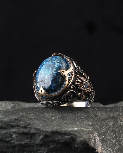 925 Silber Ring Azurit