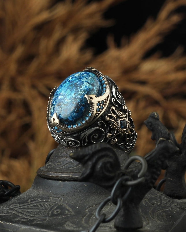 925 Silber Ring Azurit