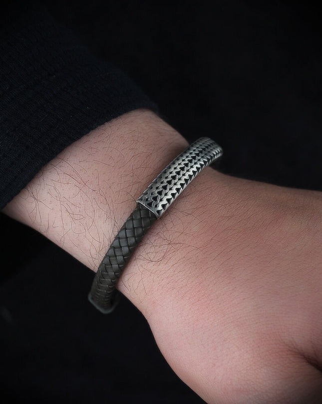 Leder Silber Armband