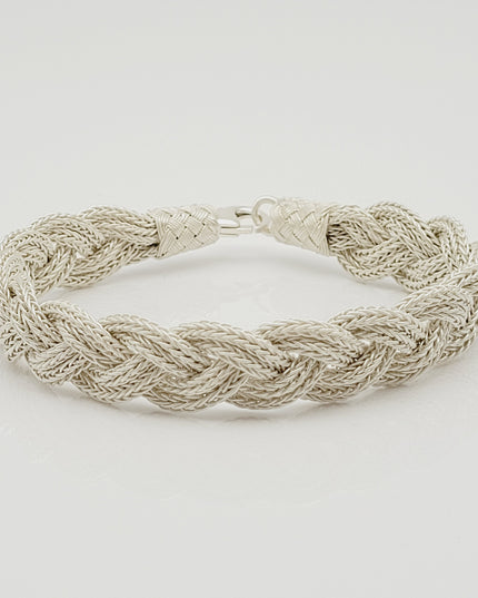 Unisex Geflochtenes Armband 925er Silber Fuchs Weiß