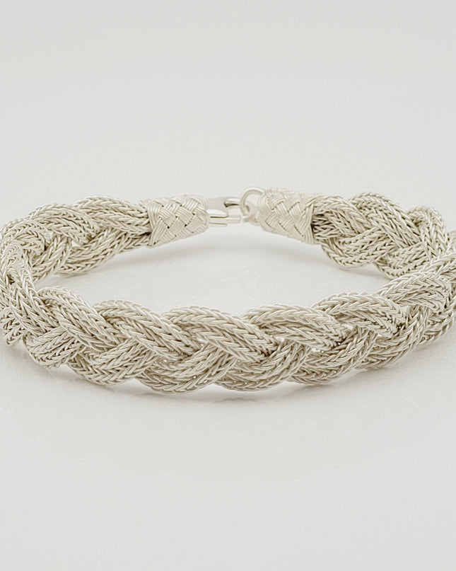 Unisex Geflochtenes Armband 925er Silber Fuchs Weiß