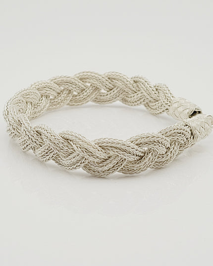 Unisex Geflochtenes Armband 925er Silber Fuchs Weiß