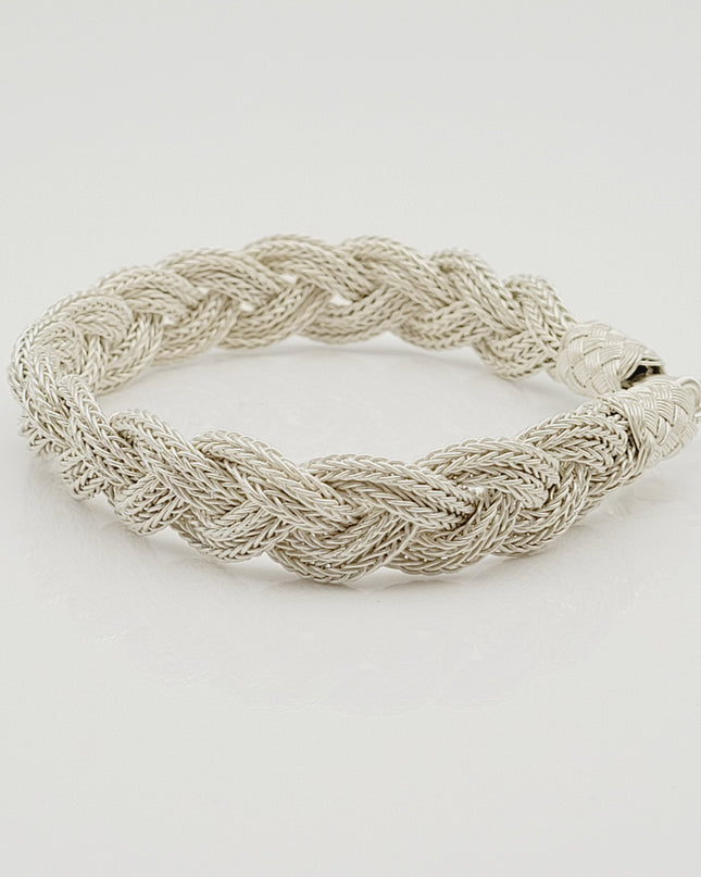 Unisex Geflochtenes Armband 925er Silber Fuchs Weiß