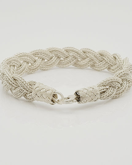 Unisex Geflochtenes Armband 925er Silber Fuchs Weiß