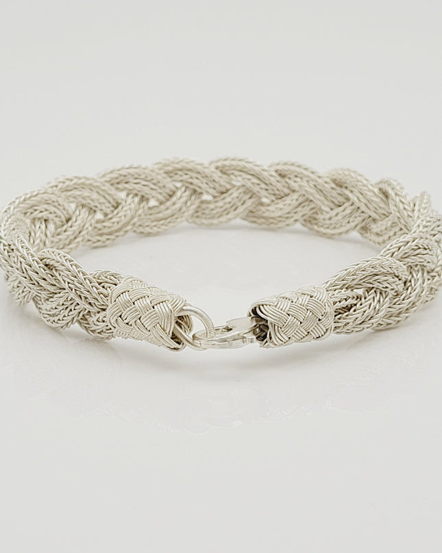 Unisex Geflochtenes Armband 925er Silber Fuchs Weiß
