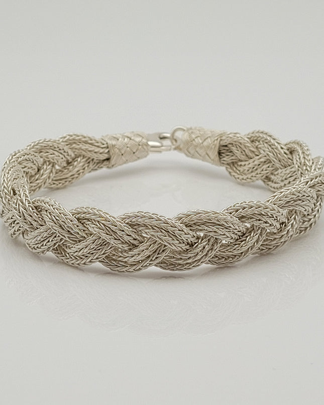 Unisex Geflochtenes Armband 925er Silber Fuchs Weiß