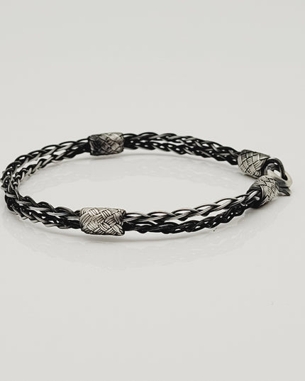 Unisex Geflochtenes Armband 925er Silber Eleganz Schwarz