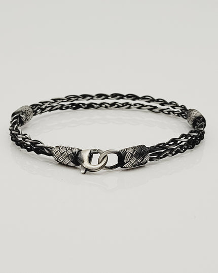 Unisex Geflochtenes Armband 925er Silber Eleganz Schwarz