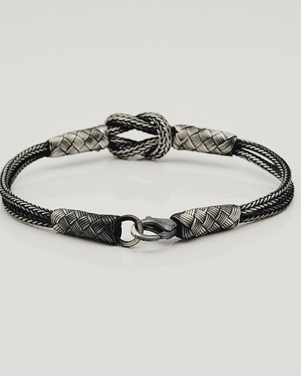 Unisex  Geflochtenes Armband 925er Silber Sailor Schwarz