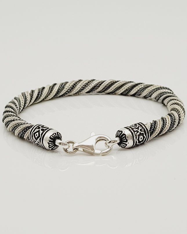 Armband Present 925er Silber Grau Schwarz