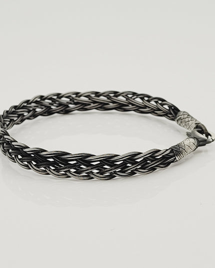 Unisex Geflochtenes Armband 925er Silber Jenseits Schwarz