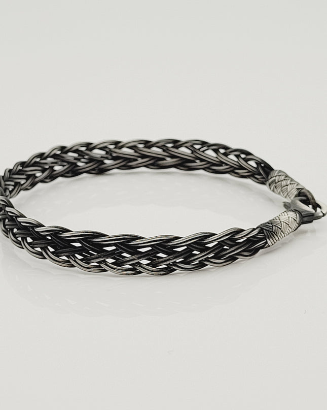 Unisex Geflochtenes Armband 925er Silber Jenseits Schwarz