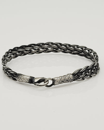 Unisex Geflochtenes Armband 925er Silber Jenseits Schwarz