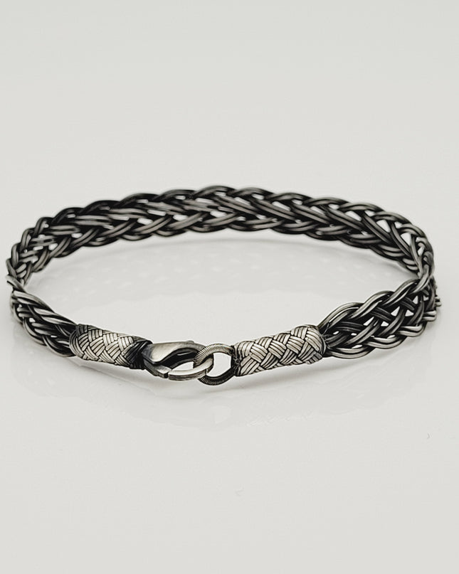 Unisex Geflochtenes Armband 925er Silber Jenseits Schwarz