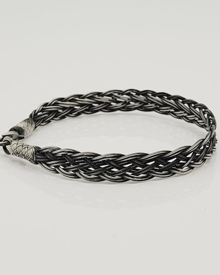 Unisex Geflochtenes Armband 925er Silber Jenseits Schwarz