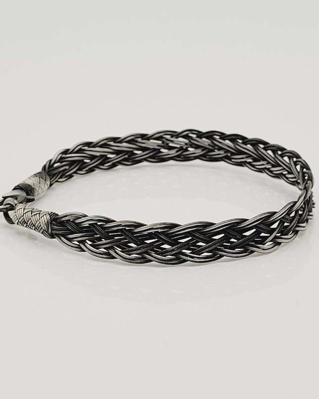 Unisex Geflochtenes Armband 925er Silber Jenseits Schwarz
