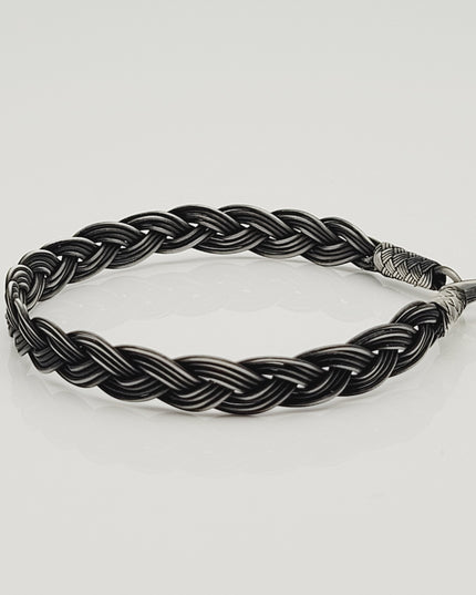 Unisex Geflochtenes Armband 925er Silber Diesseits Schwarz