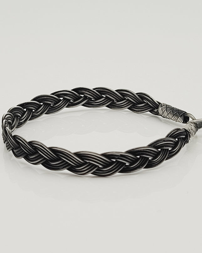 Unisex Geflochtenes Armband 925er Silber Diesseits Schwarz