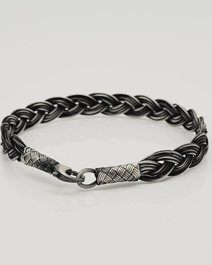 Unisex Geflochtenes Armband 925er Silber Diesseits Schwarz
