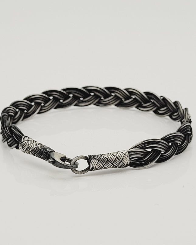 Unisex Geflochtenes Armband 925er Silber Diesseits Schwarz