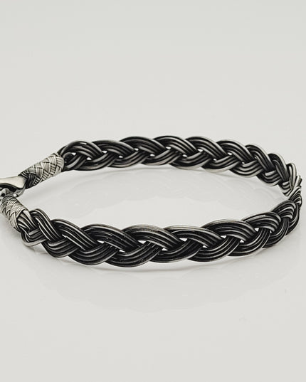 Unisex Geflochtenes Armband 925er Silber Diesseits Schwarz