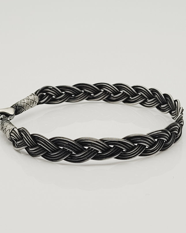 Unisex Geflochtenes Armband 925er Silber Diesseits Schwarz