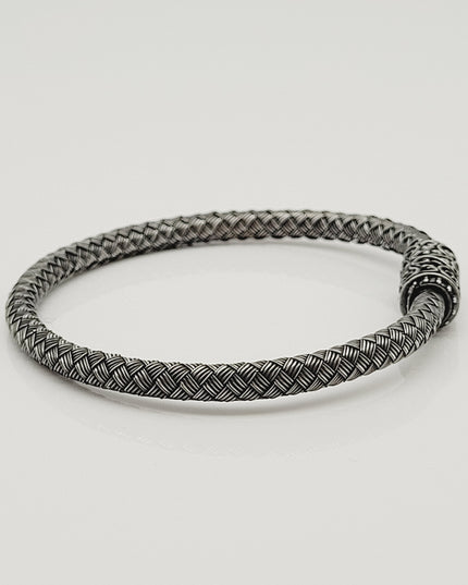 Löwe Geflochtenes Armband 925 Silber Schwarz