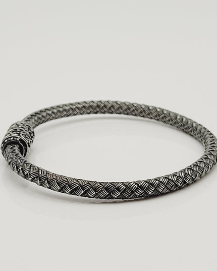 Löwe Geflochtenes Armband 925 Silber Schwarz
