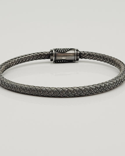 Geflochtenes Armband Armreif Schädel 925 Silber Schwarz
