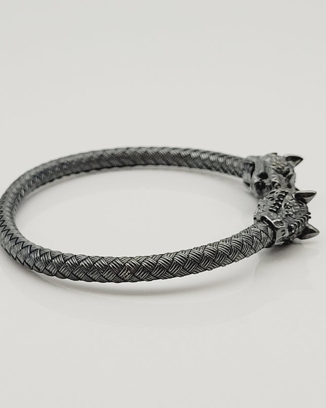 Free Size Geflochtenes Armband 925 Silber Schwarz
