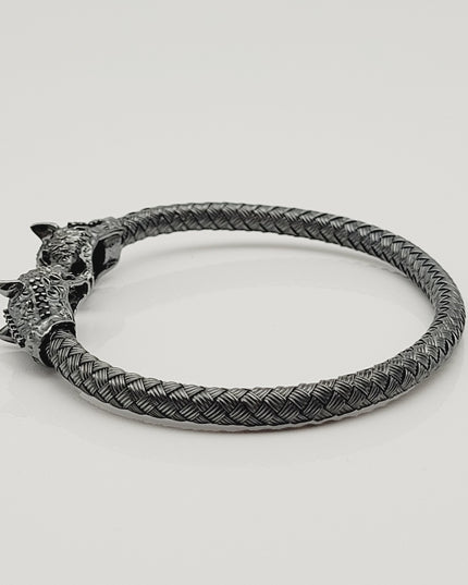 Free Size Geflochtenes Armband 925 Silber Schwarz